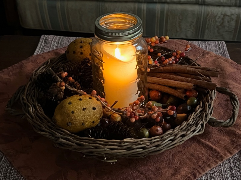 Basket and Jar Centerpiece for Fall